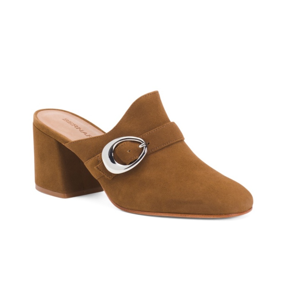Bernardo Natasia Heeled Mules Tan Safari Kid Suede Women’s Size 8
